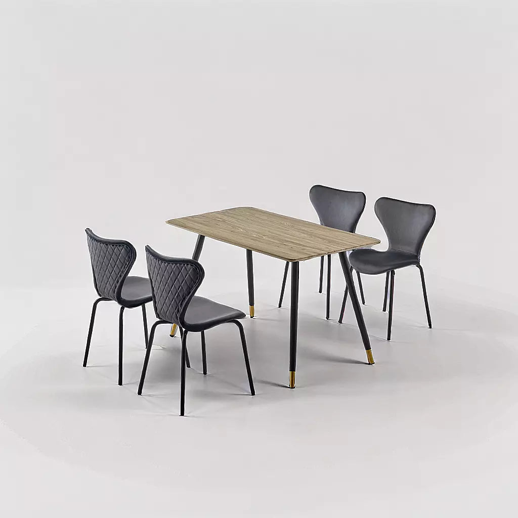 COMBINATIE DEAL - Femme Grijs Vlinderstoelen in set van 4 + Maki Eettafel