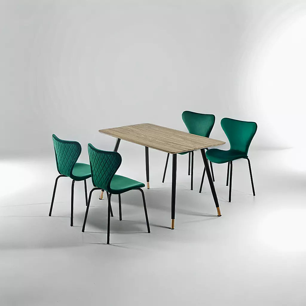 COMBINATIE DEAL - Femme Smarald Groen Vlinderstoelen in set van 4 + Maki Eettafel