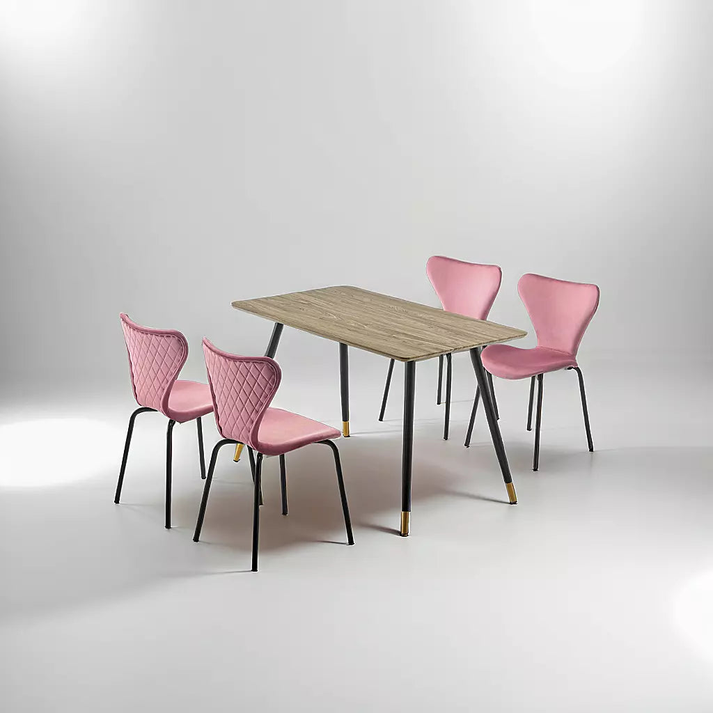 COMBINATIE DEAL - Femme Rosé Vlinderstoelen in set van 4 + Maki Eettafel