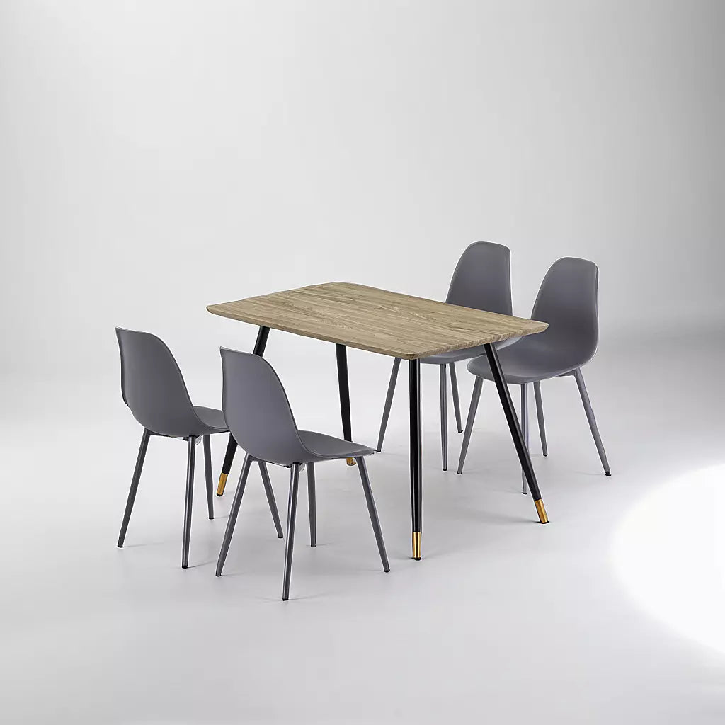 COMBINATIE DEAL - Jazz Stoelen Grijs in set van 4 + Maki Eettafel