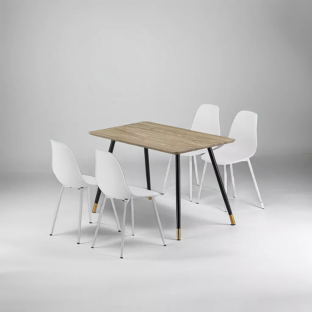 COMBINATIE DEAL - Jazz Stoelen Wit in set van 4 + Maki Eettafel