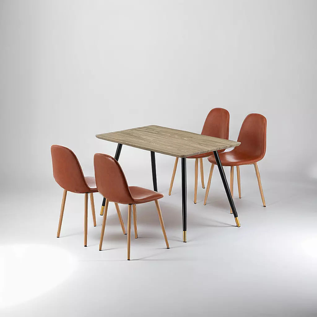 COMBINATIE DEAL - Sima Vintage Kleur Stoelen in set van 4 + Maki Eettafel