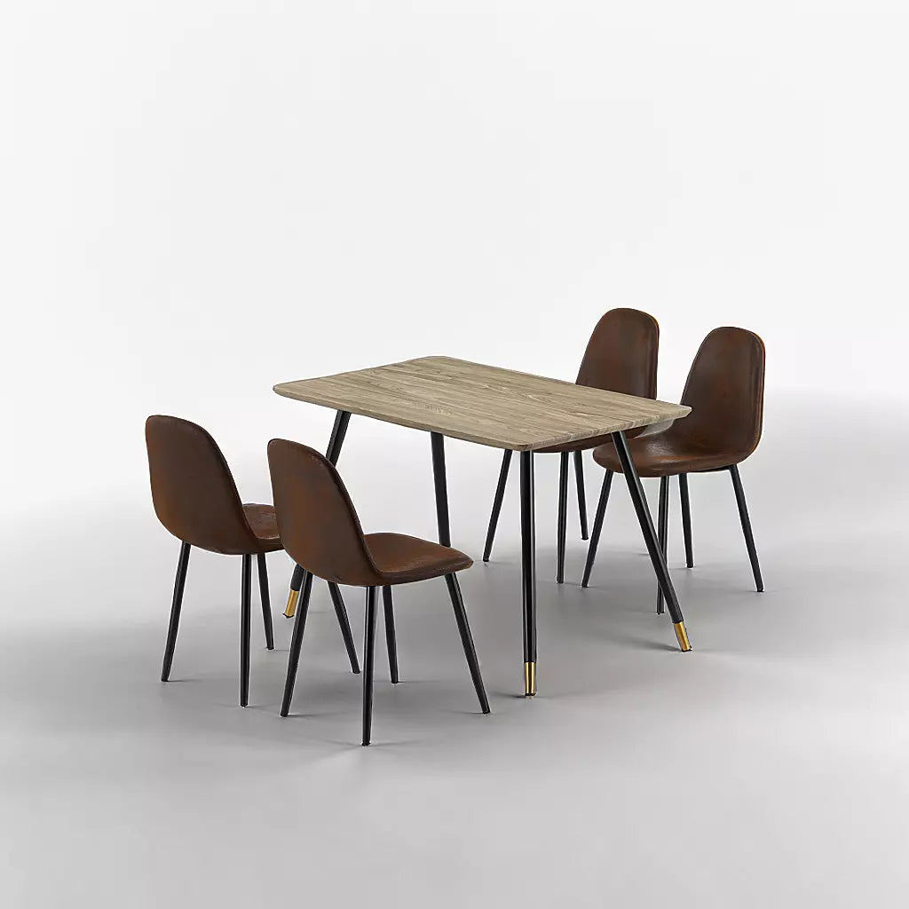 COMBINATIE DEAL - Ziya Micro Suède Stoelen in set van 4 + Maki Eettafel