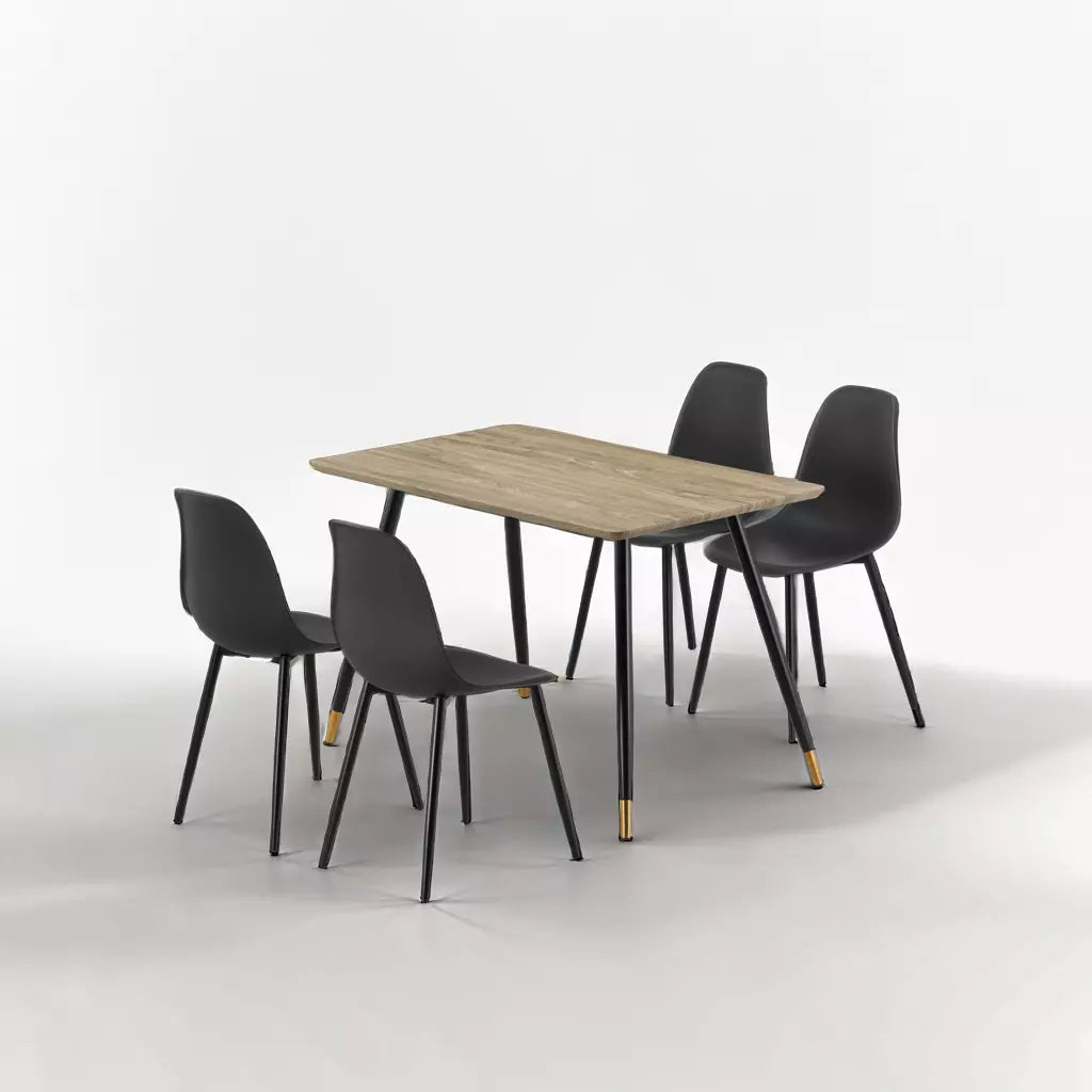 COMBINATIE DEAL - Jazz Stoelen Zwart in set van 4 + Maki Eettafel