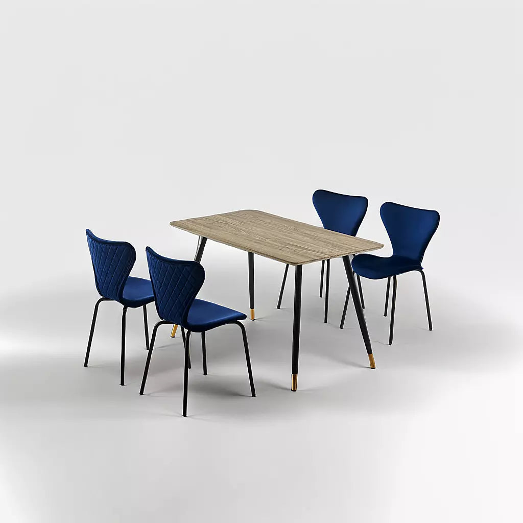 COMBINATIE DEAL - Femme Royal Blue Vlinderstoelen in set van 4 + Maki Eettafel